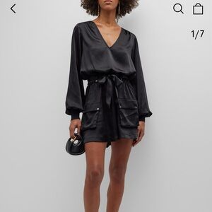 Ramy Brook Kristi Long-Sleeve Mini Satin Shirtdress Dress